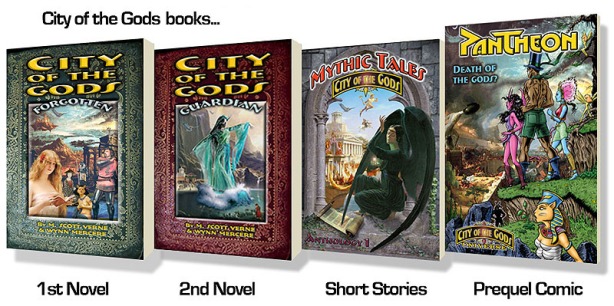 Here are some of the City of the Gods Books I'll have at GenCon.